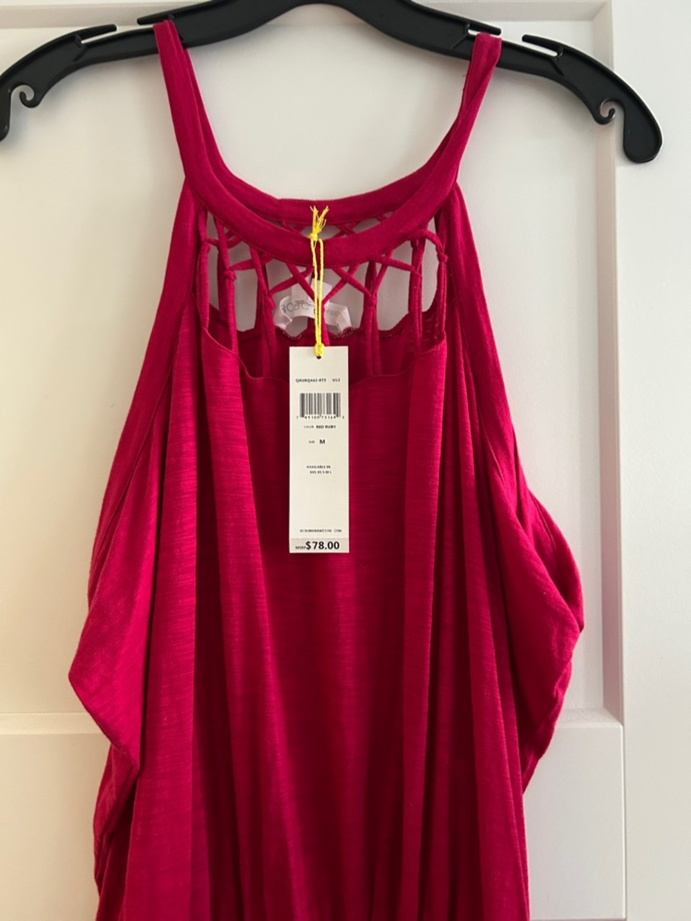 BCBGenerstion size M Women’s Hot Pink Sleeveless Macramé Back Tank Dress